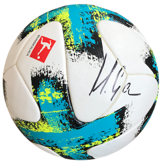 Original played and signed Bundesliga match ball by Mario Gomez