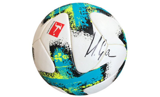 Original played and signed Bundesliga match ball by Mario Gomez