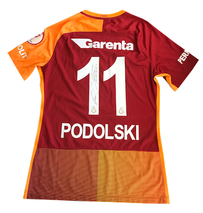 Original Galatasaray Istanbul home jersey signed by Lukas Podolski