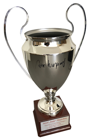 Replica UEFA Champions League trophy signed by Jupp Heynckes