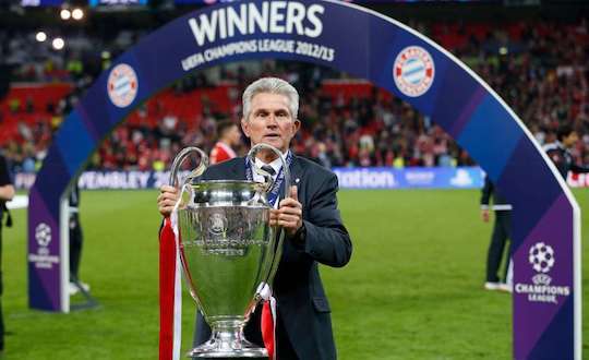 Jupp Heynckes with champions league trophy in hand Jupp Heynckes with champions league trophy in hand