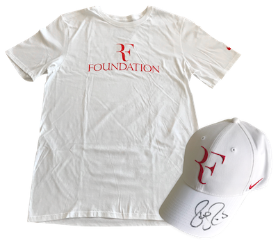 unterschriebene Cap & T-Shirt von Roger Federer