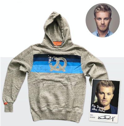 Original signierte Bits & Pretzels Hoodie von Nico Rosberg