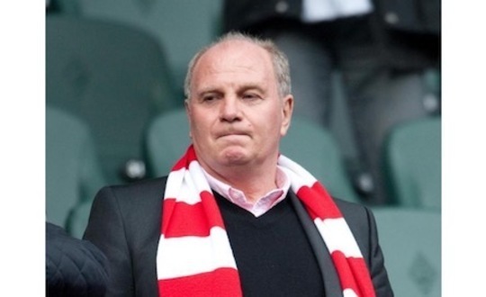 Club president of Bayern Munich Uli Hoeness with Bayern scarf