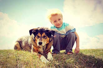 Kinder und Jugendhaus Funk - Junge gemeinsame mit einem Hund